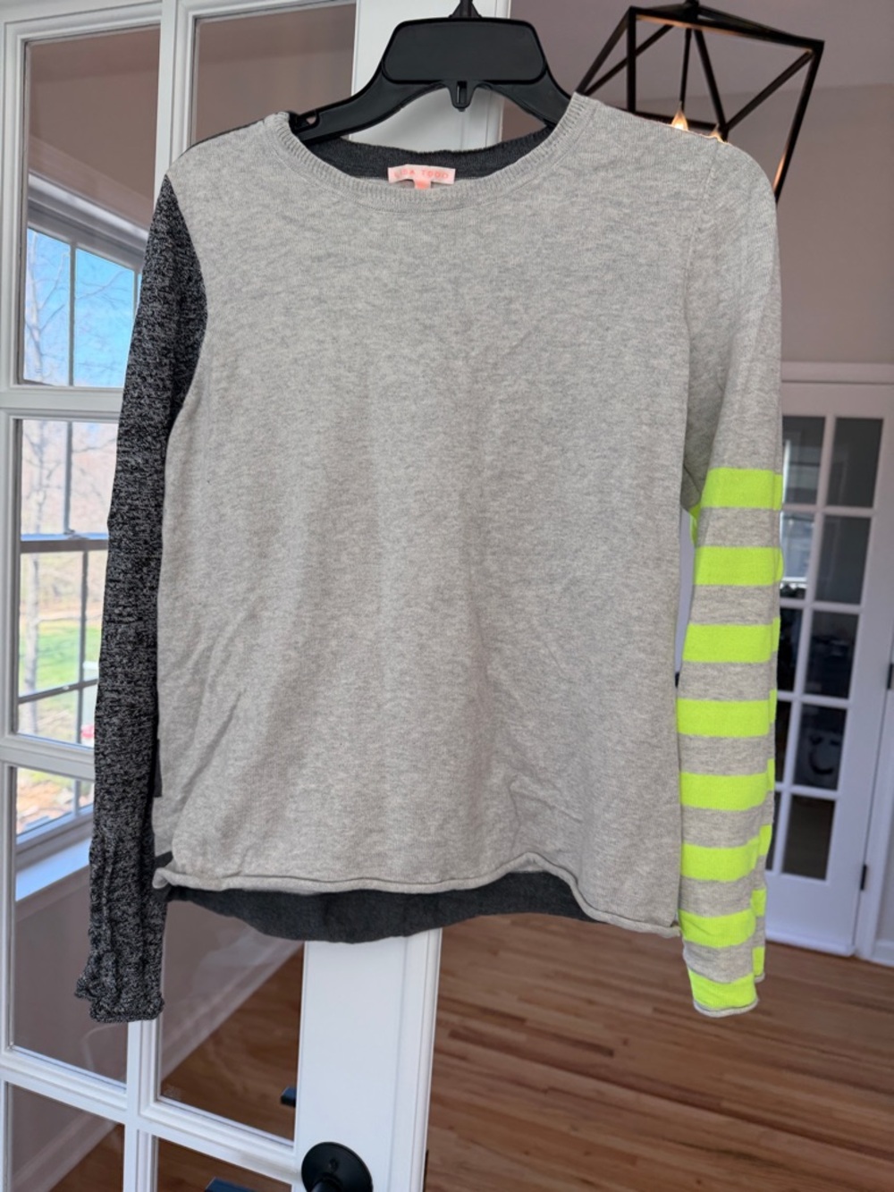 Lisa Todd Colorblock Sweater with Neon Stripe Sleeve